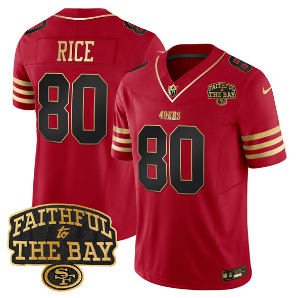 Men's San Francisco 49ers #80 Jerry Rice Red 2025 F.U.S.E. Faithful To The Bay Patch Limited V8 Stitched Football Jersey Men's San Francisco 49ers #80 Jerry Rice Red 2025 F.U.S.E. Faithful To The Bay Patch Limited V8 Stitched Football Jersey